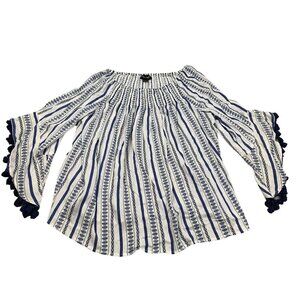 Step In Style Off-Shoulder Womens Large Top With Tassel Bell Sleeves Rayon Fairy